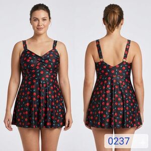 Aqua Eve Plus Size Swim Dress Top (bottoms not included) Sz 14W(xl) - 0237